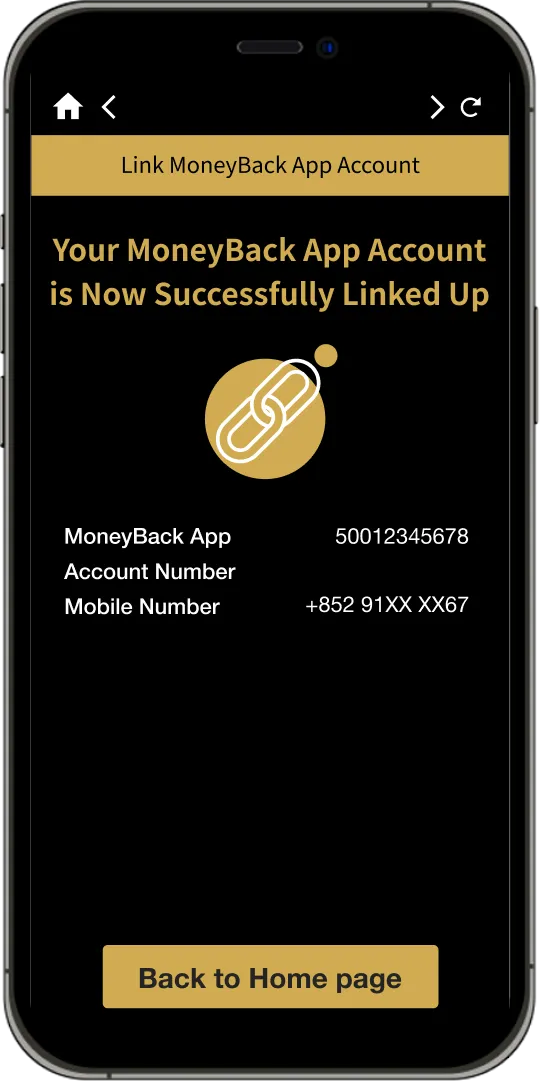 link up MoneyBack App account step 5