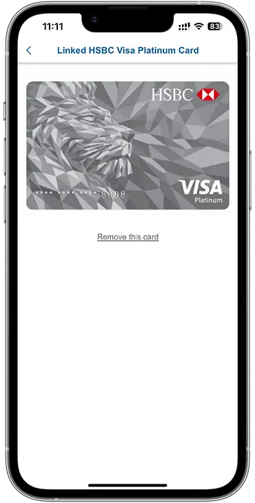 link your HSBC Visa Platinum Card to MoneyBack App account step 5